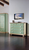 MOBILI 2G - CAMERETTA DA LETTO COMPLETA LEGNO MASSELLO SHABBY VERDE MIELE