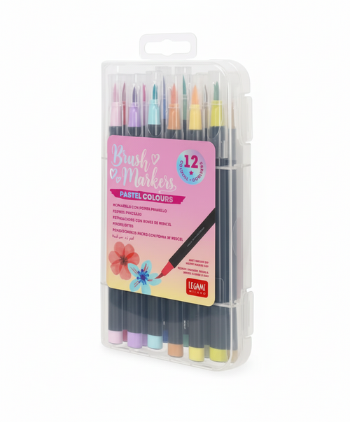 Legami - Brush Markers, il Set di 12 Pennarelli con Punta a Pennello in versione Pastello (BUMA0002)
