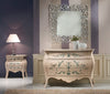 MOBILI 2G - Comò Bombato shabby Legno avorio decori floreali 130x55x88 (1368)