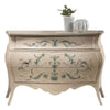 MOBILI 2G - Comò Bombato shabby Legno avorio decori floreali 130x55x88 (1368)