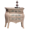 MOBILI 2G - Comodino Bombato shabby Legno avorio decori floreali 62x32x65 (1369)