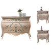 MOBILI 2G - Gruppo 1 comò 2 comodini Bombato shabby Legno avorio decori floreali (1369) (1368)