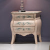 MOBILI 2G - Gruppo 1 comò 2 comodini Bombato shabby Legno avorio decori floreali (1369) (1368)