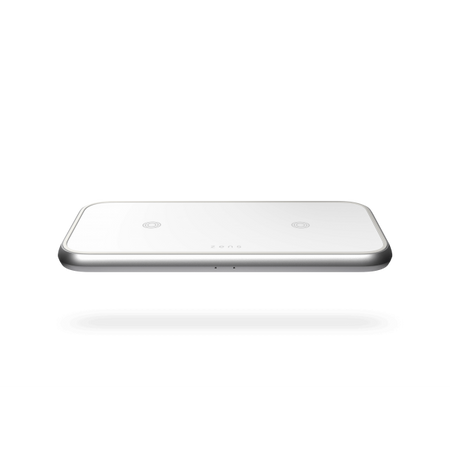 ZENS ZEDC10W/00 Caricabatterie per dispositivi mobili Auricolare, Smartphone Bianco AC Carica wireless Ricarica rapida Interno (Zens Aluminium Series Dual Ladeger?t W)