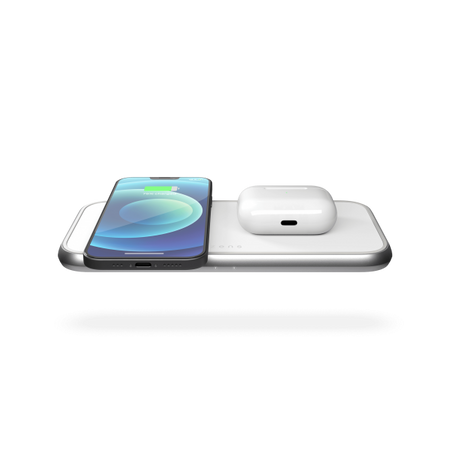 ZENS ZEDC10W/00 Caricabatterie per dispositivi mobili Auricolare, Smartphone Bianco AC Carica wireless Ricarica rapida Interno (Zens Aluminium Series Dual Ladeger?t W)