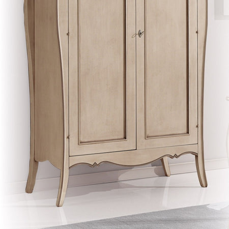 MOBILI 2G - ARMADIO 2 ANTE LEGNO SHABBY AVORIO ANTICATO E TORTORA 127x64x212 (1462)