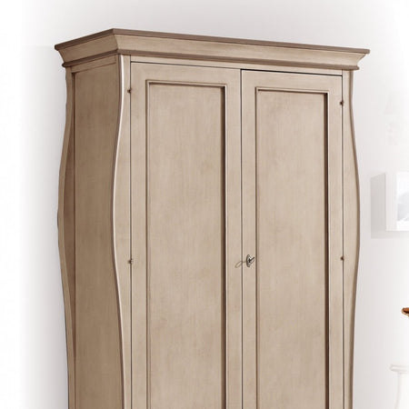 MOBILI 2G - ARMADIO 2 ANTE LEGNO SHABBY AVORIO ANTICATO E TORTORA 127x64x212 (1462)