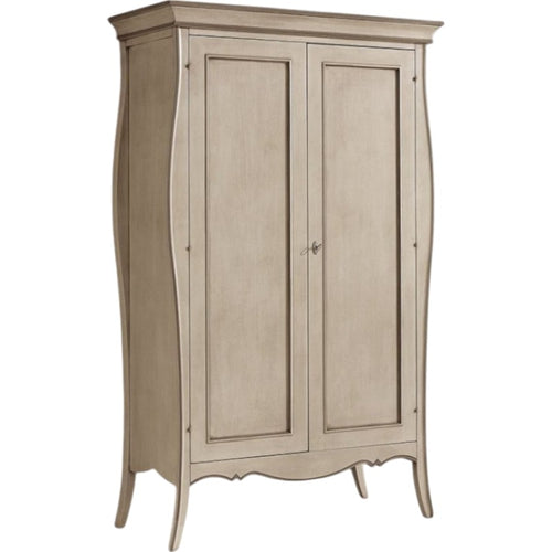 MOBILI 2G - ARMADIO 2 ANTE LEGNO SHABBY AVORIO ANTICATO E TORTORA 127x64x212 (1462)