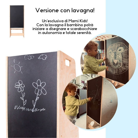 Learning Tower con rampa e lavagna, Torre di Apprendimento, Torretta Montessoriana