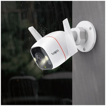 TP-LINK Tapo Outdoor WLAN-Sicherheitskamera, IP-Sicherheitskamera, Innen & Auen, Kabellos, Wand, Wei, Patrone (Form)