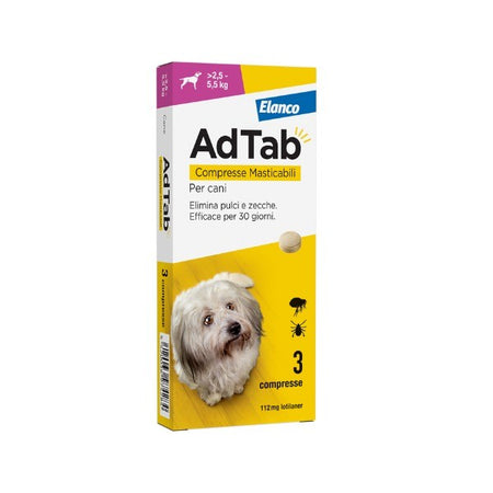 Elanco AdTab 3 Compresse Masticabili 112 mg per Cani da 2,5 - 5,5 kg