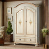 MOBILI 2G - ARMADIO ARTE POVERA 2 ANTE LEGNO SHABBY BIANCO E OCRA 125X61X200 (1312)