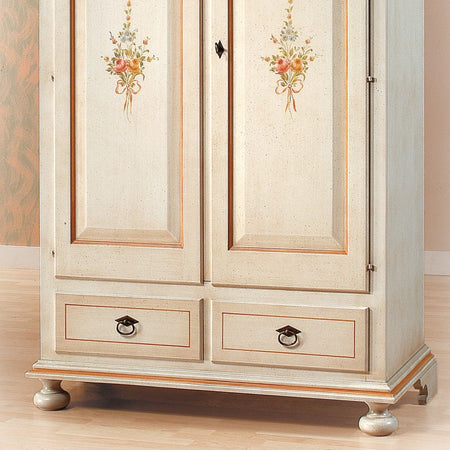 MOBILI 2G - ARMADIO ARTE POVERA 2 ANTE LEGNO SHABBY BIANCO E OCRA 125X61X200 (1312)