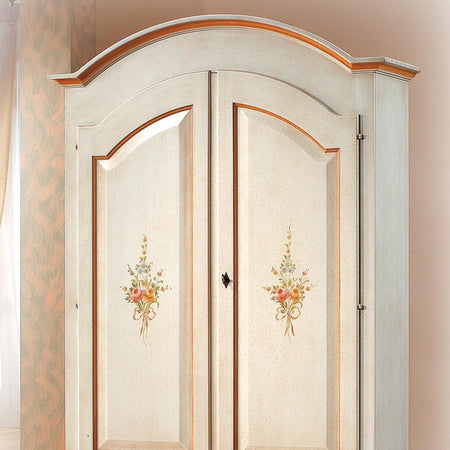 MOBILI 2G - ARMADIO ARTE POVERA 2 ANTE LEGNO SHABBY BIANCO E OCRA 125X61X200 (1312)