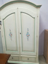 Armadio shabby 2 porte legno bianco anticato filo verde 125x61x200