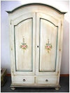 Armadio shabby 2 porte legno bianco anticato filo verde 125x61x200