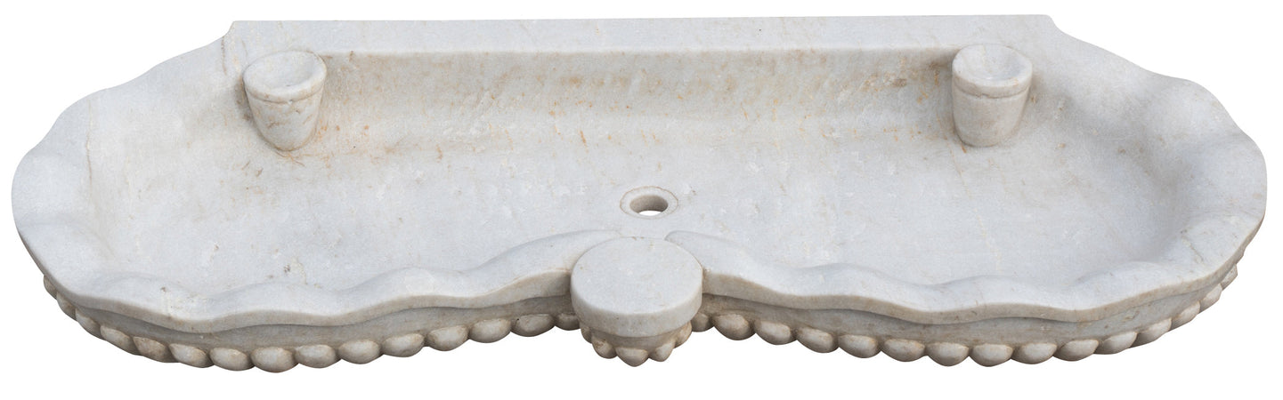 Biscottini Biscottini Vasca Marmo Bianco Smerlata Fatta a Mano 120x56x15 Lavabo Interni