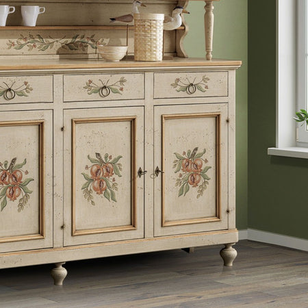 cristalliera legno shabby avorio ocra 4 porte 198x50x227 (1620+1621)