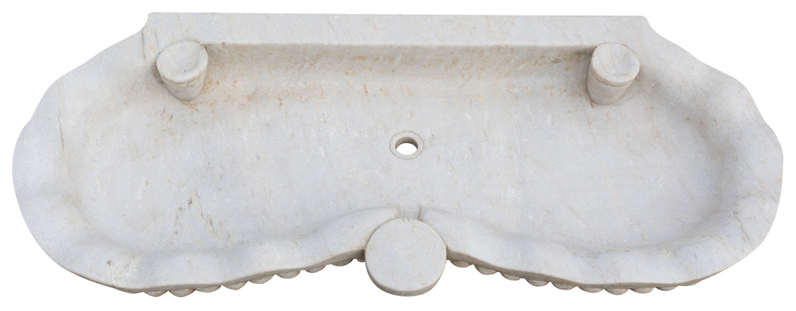 Biscottini Biscottini Vasca Marmo Bianco Smerlata Fatta a Mano 120x56x15 Lavabo Interni
