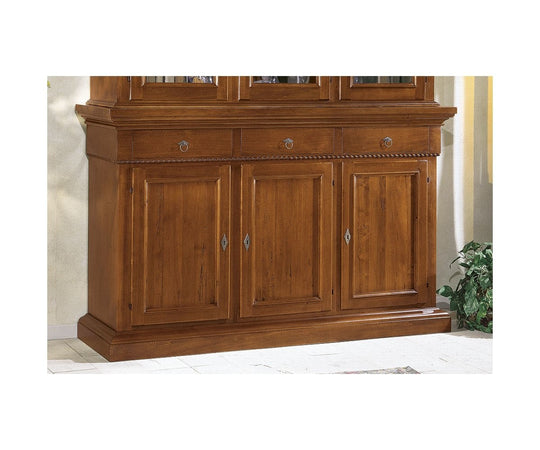 MOBILI 2G - CRISTALLIERA 3 PORTE IN LEGNO NOCE ARTE POVERA 190x50x228 (604+605)