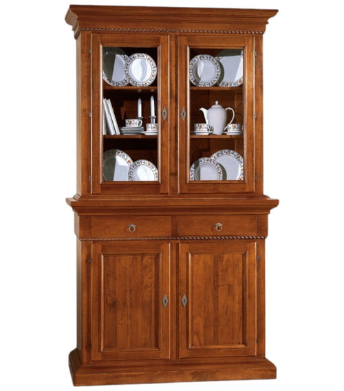 MOBILI 2G - CRISTALLIERA 2 PORTE IN LEGNO NOCE ARTE POVERA 135x50x228 (601+602)