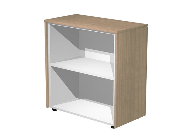 Mobile basso da ufficio su piedi fissi con piani interni e struttura in legno cm. 82,8x43x81,4h
