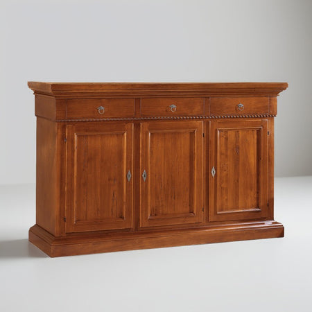 MOBILI 2G - CREDENZA 3 PORTE IN LEGNO NOCE ARTE POVERA 190x50x111 (604)
