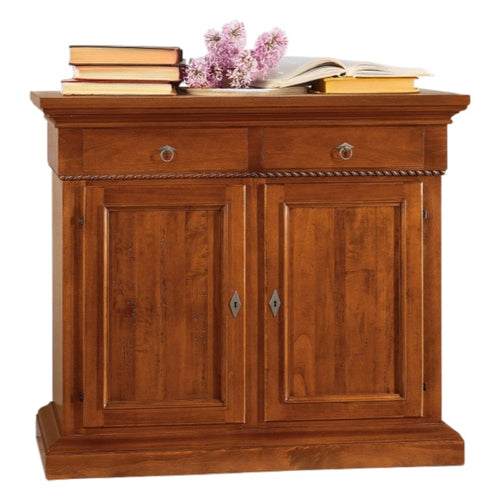 MOBILI 2G - CREDENZA 2 PORTE IN LEGNO NOCE ARTE POVERA 135x50x111 (601)