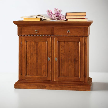 MOBILI 2G - CREDENZA 2 PORTE IN LEGNO NOCE ARTE POVERA 135x50x111 (601)