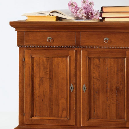 MOBILI 2G - CREDENZA 2 PORTE IN LEGNO NOCE ARTE POVERA 135x50x111 (601)