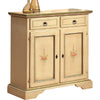 MOBILI 2G - Credenza 2 porte 2 cassetti Legno shabby avorio patinato filo verde 90x40x94 (1331)