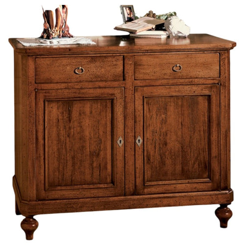 MOBILI 2G - CREDENZA 2 PORTE IN LEGNO NOCE ARTE POVERA 112x49x98 (1100)