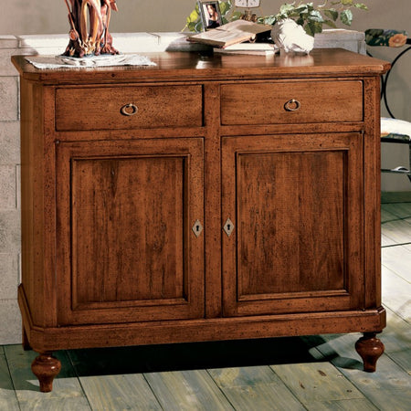 MOBILI 2G - CREDENZA 2 PORTE IN LEGNO NOCE ARTE POVERA 112x49x98 (1100)
