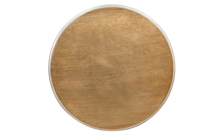 Biscottini Biscottini Tavolo Panchetto Rotondo Legno Foglia Argento D59xH78 Design Firenze