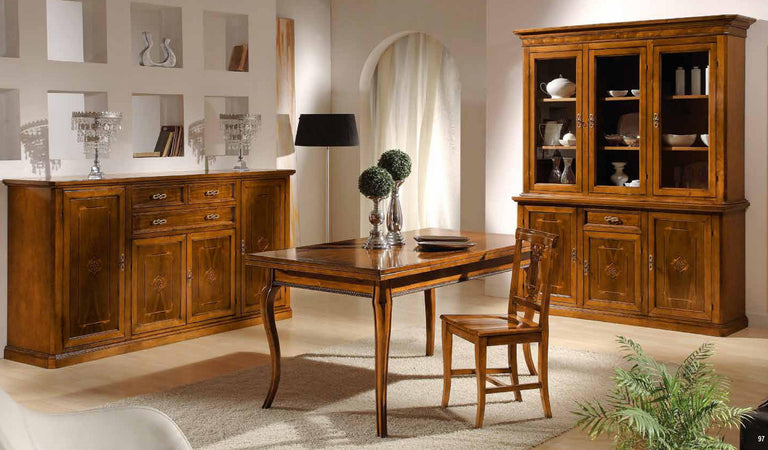 CREDENZONE IN LEGNO 4 PORTE-3 CASSETTI CON INTARSI FINITURA BASSANO MISURE L.211 P.49 H.113