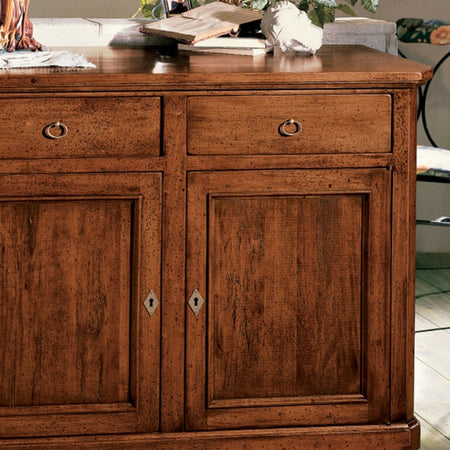 MOBILI 2G - CREDENZA 2 PORTE IN LEGNO NOCE ARTE POVERA 112x49x98 (1100)
