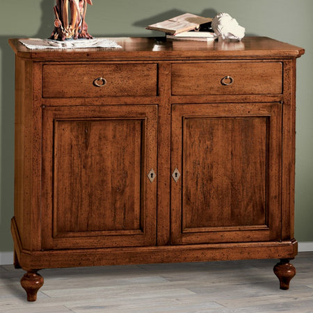 MOBILI 2G - CREDENZA 2 PORTE IN LEGNO NOCE ARTE POVERA 112x49x98 (1100)