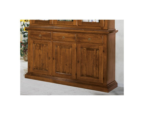 MOBILI 2G - CRISTALLIERA 3 PORTE IN LEGNO NOCE ARTE POVERA 172x51x226 (616+617)