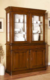 CRISTALLIERA-BOISERIE IN LEGNO CON FREGI TINTA NOCE MISURA L.154 P.53 H.230
