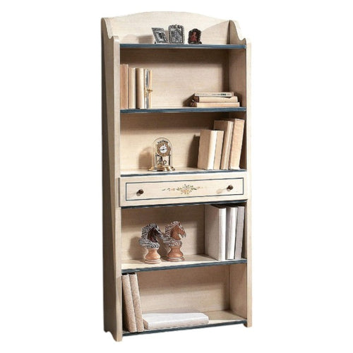 MOBILI 2G - LIBRERIA 5 RIPIANI SHABBY LEGNO BIANCO FILO AZZURRO 70X24X171 (1325)