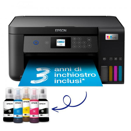 Stampante Multifunzione Epson EcoTank ET-2850 - Ink-jet A4 - Serbatoi Flaconi Alta Capacita' - Fronte/retro - Stampante / fotocopiatrice / scanner - Airprint - USB, WiFi