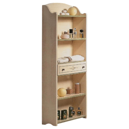 MOBILI 2G - LIBRERIA 5 RIPIANI LEGNO SHABBY AVORIO FILO VERDE 70X24X171 (1326)