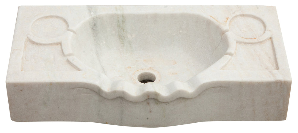 Biscottini Biscottini Lavandino Smerlato Marmo Bianco 60x30x14 Vasca Unica Interni Esterno