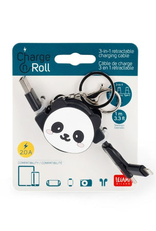 Legami, Cavo di Ricarica 3 in 1 retrattile, Tema Panda