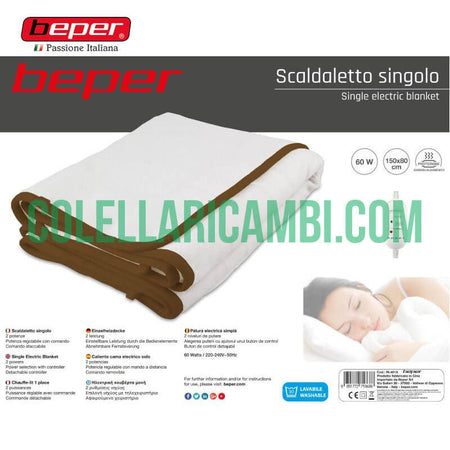 Coperta Termica Singola Elettrica Scaldaletto in Lana Sintetica Beper
