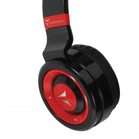 Cuffie con Microfono Techmade TM-046-RD - Bluetooth V5.0 - Jack 3.5mm - Richiudibili - Colore Rosso