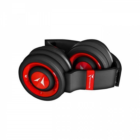 Cuffie con Microfono Techmade TM-046-RD - Bluetooth V5.0 - Jack 3.5mm - Richiudibili - Colore Rosso