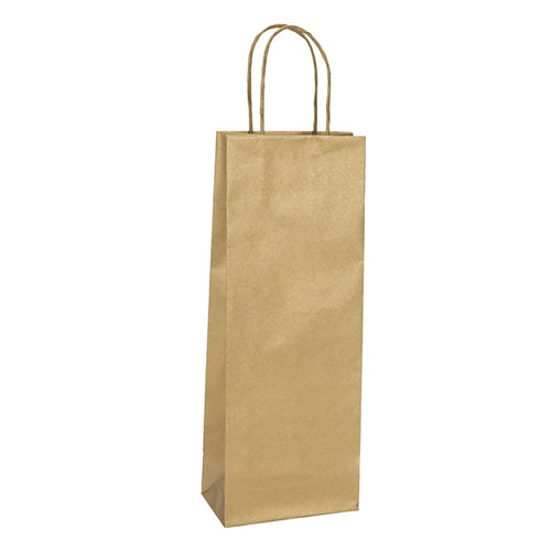 20 Shoppers Carta Biokraft 14X9X38Cm Portabottiglie Oro