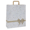 25 Shopper Natale Carta C/Maniglie Piattina 36X12X41Cm Stars Bianco