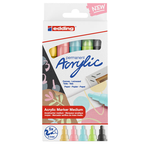 Astuccio 5 Marcatori Acrilici Edding 5100 Medium Pastel